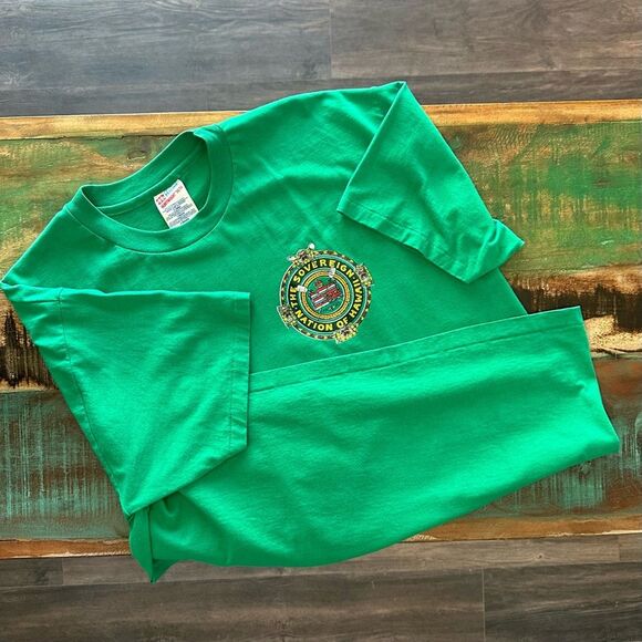 Vintage Sovereign Nation of Hawaii Graphic T Shirt Green Single Stitch Men's XL - Picture 7 of 7